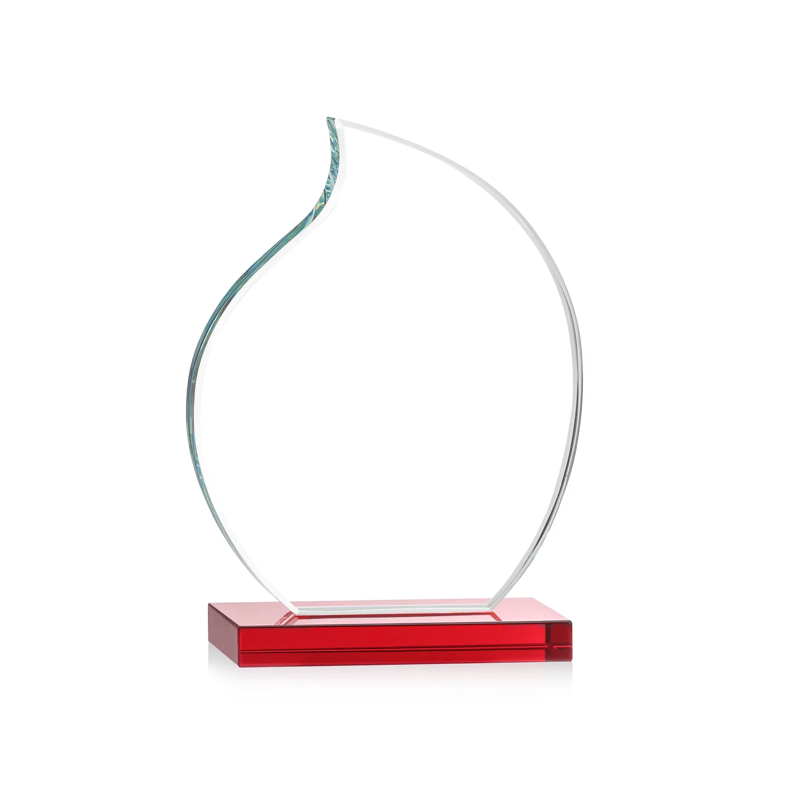 Promotional Starfire Crystal Flame Award with Curved, Unfaceted Lines for service anniversary gifts