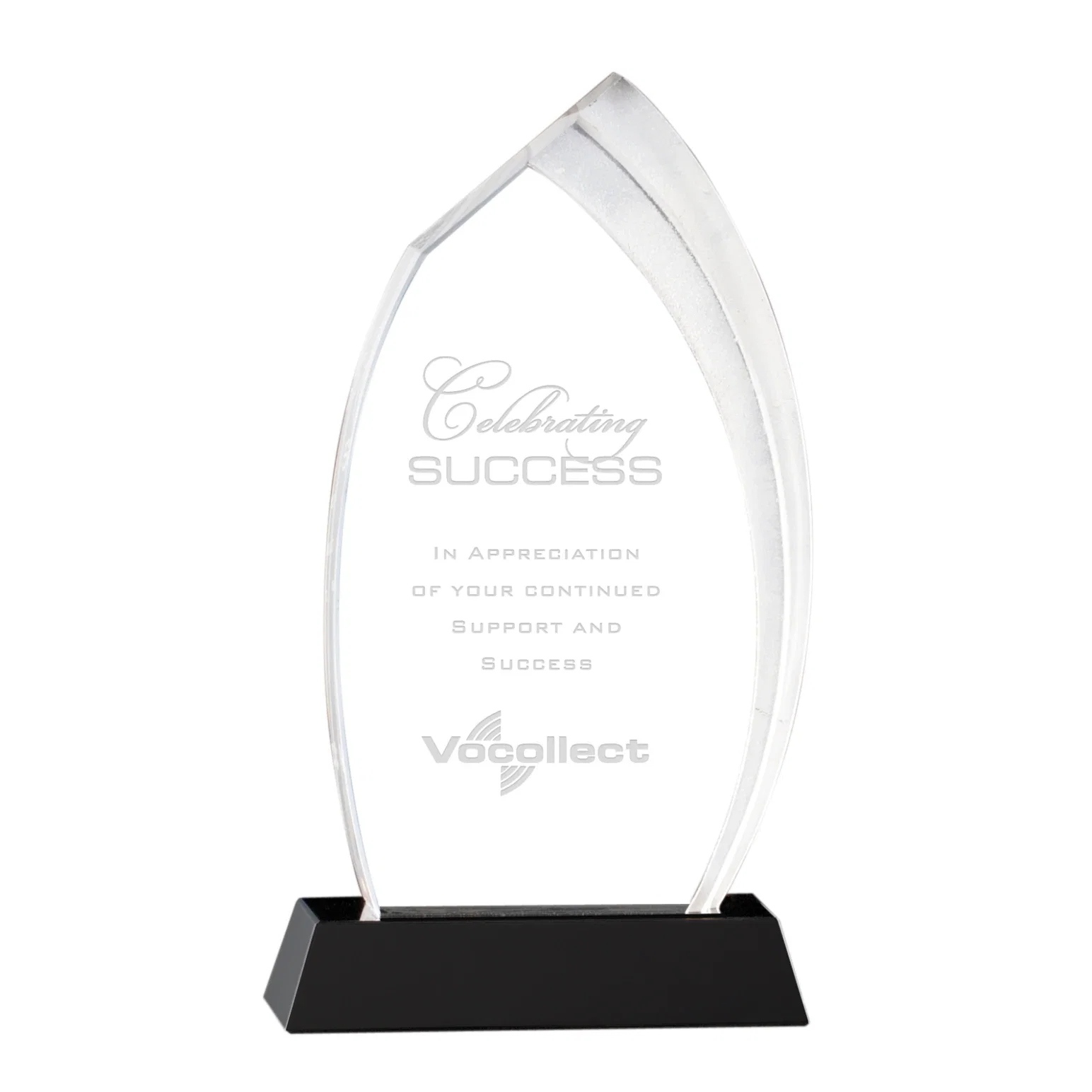 Custom Optical Crystal Summit Award with Two-Stage Carved Frosted Side, awards for corporate award ceremonies
