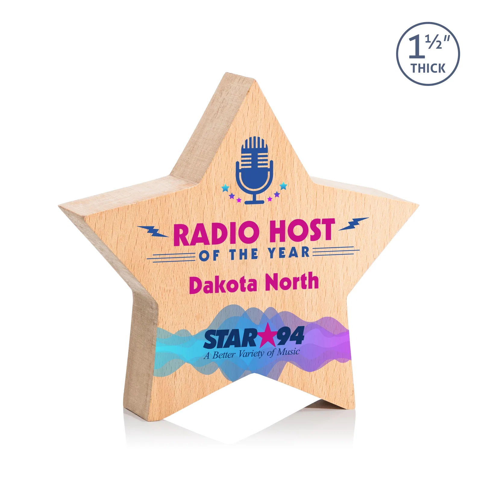 Custom Beechwood Freestanding Star Award for dealer and partner awards