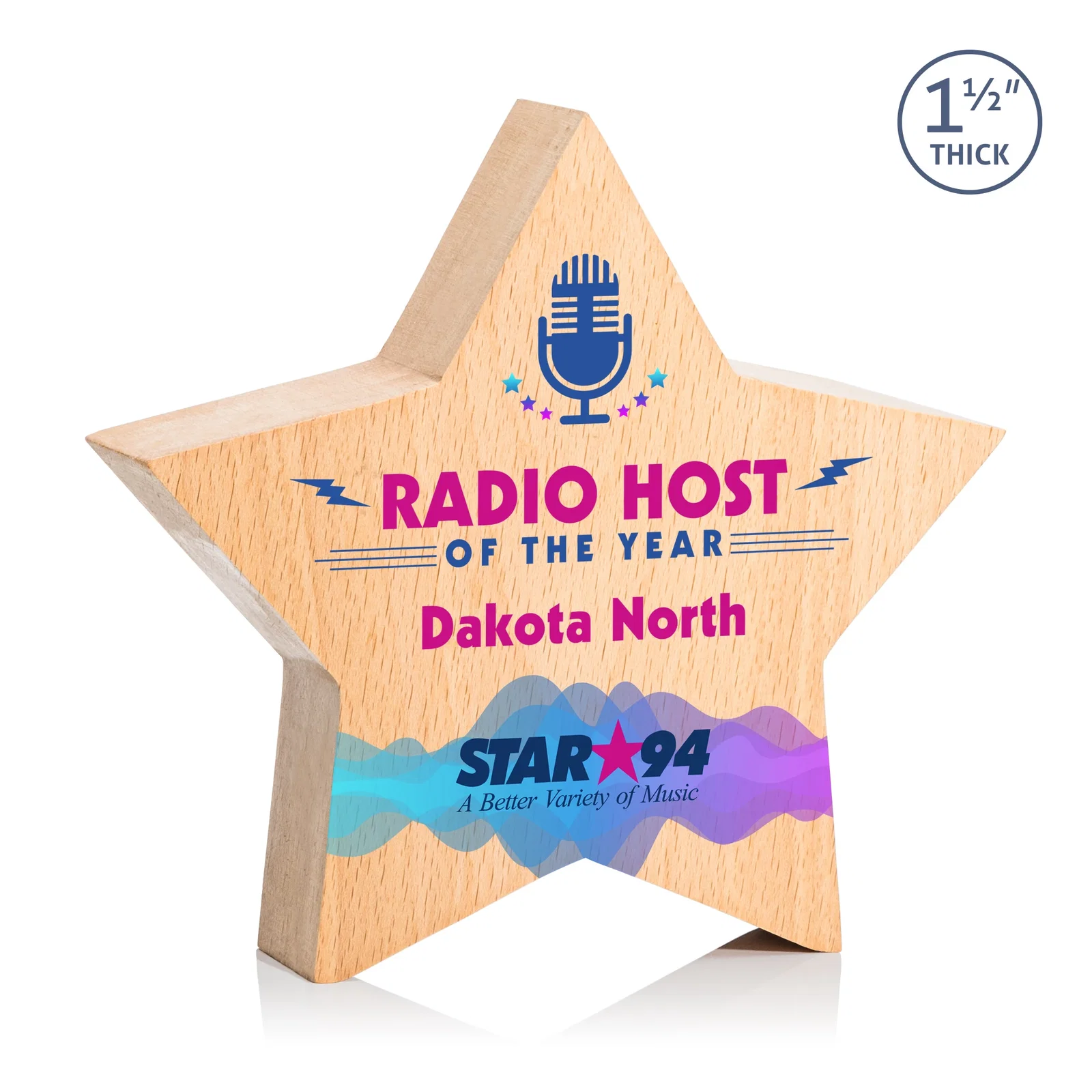 Custom Beechwood Freestanding Star Award for company anniversary events