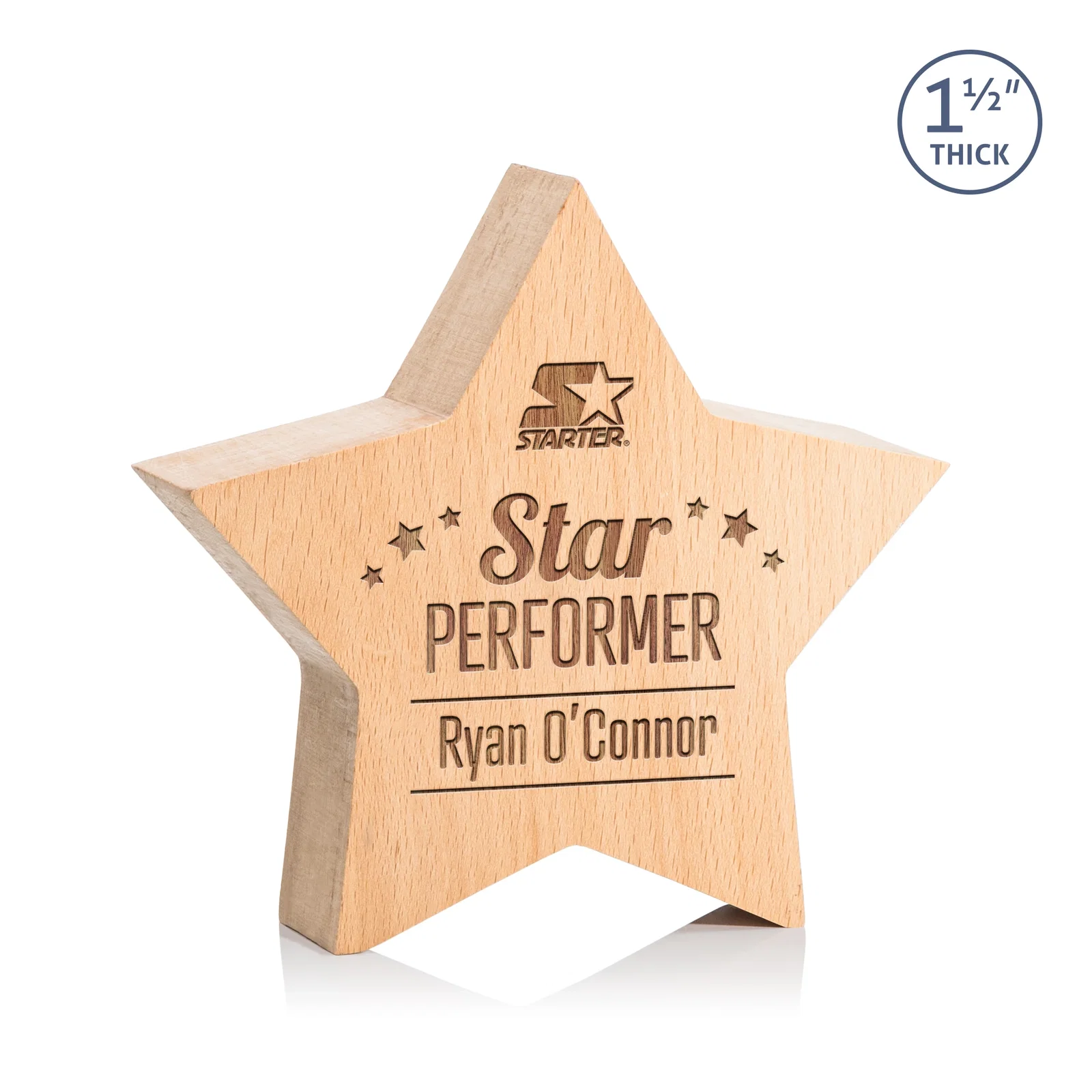 Custom Beechwood Freestanding Star Award for corporate award ceremonies