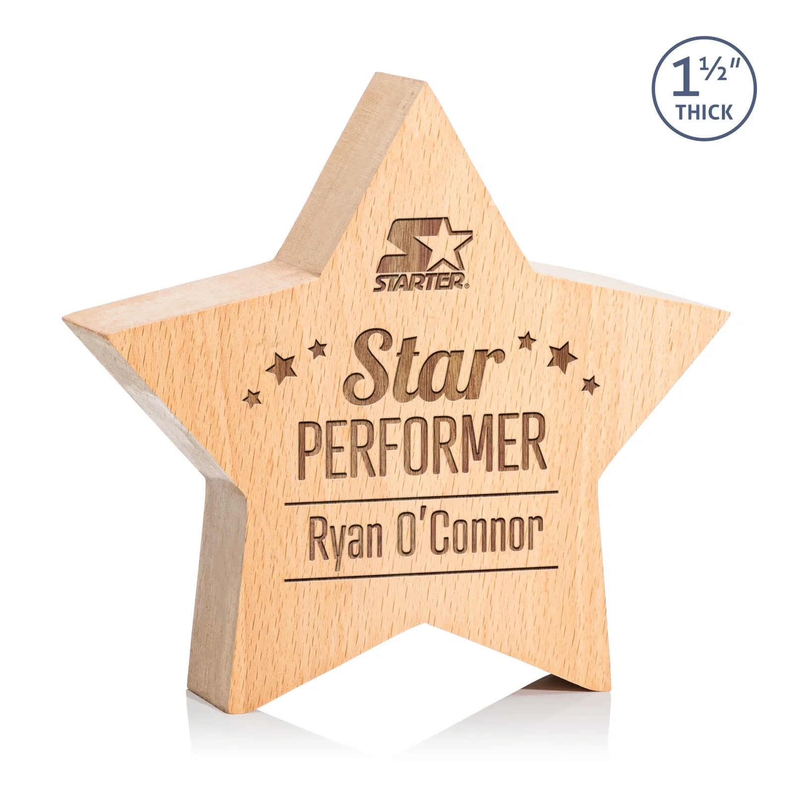 Custom Beechwood Freestanding Star Award for service anniversary gifts