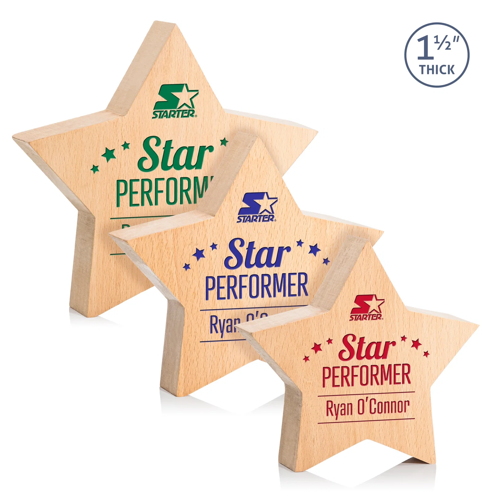 Custom Beechwood Freestanding Star Award for team milestone celebrations