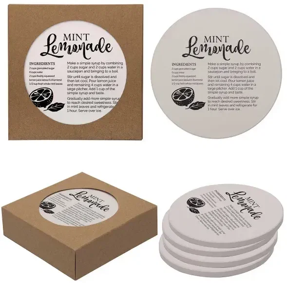 Round Absorbent Stone Coaster 4 Pack