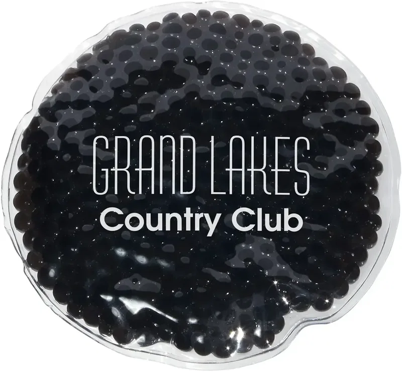 Custom Round Aqua Pearls Hot/Cold Pack in a color option, branded round disc gel pack for warm or cold relief