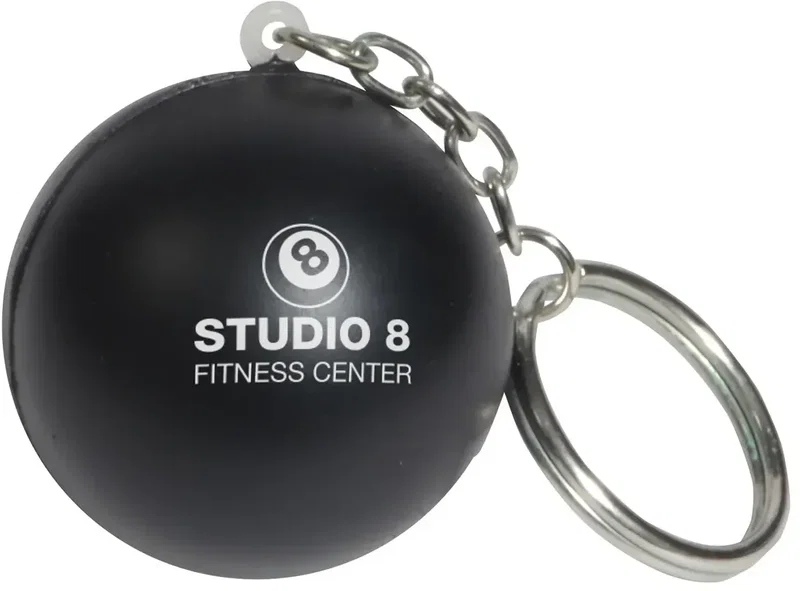 Round stress ball keychain color assortment, custom branded promotional squeeze giveaways