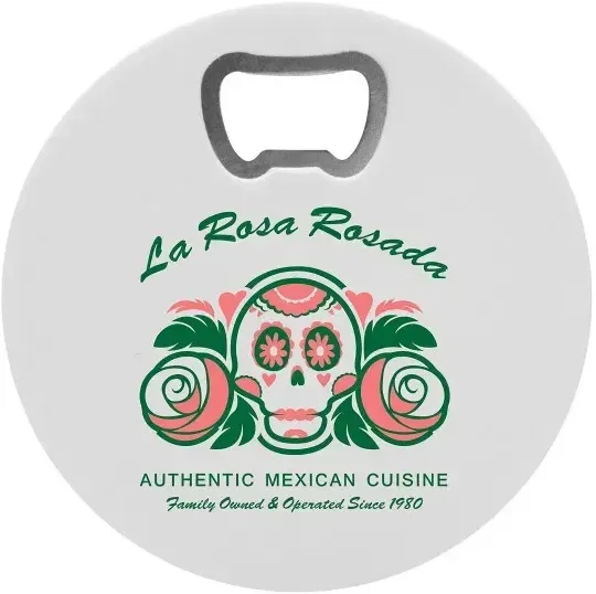 Custom Printed Round Bottle Opener Coaster