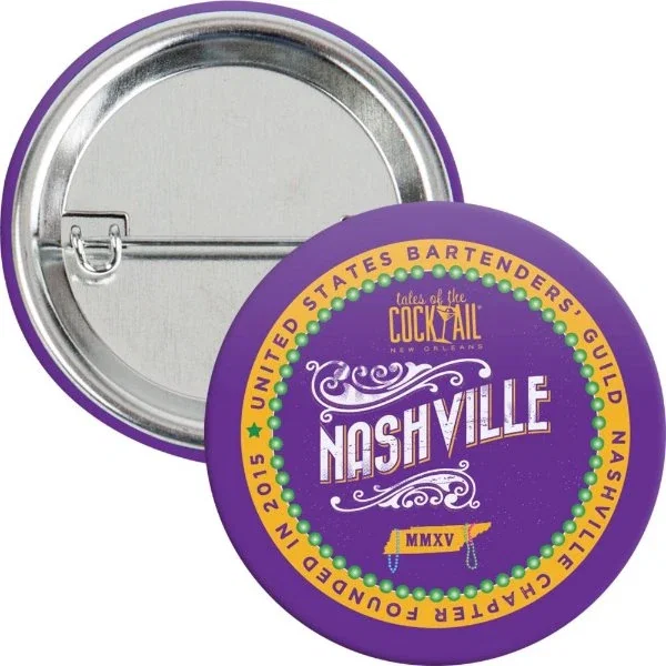 1.5 inch Round Button with Safety Pin, laminated two-piece button, front view