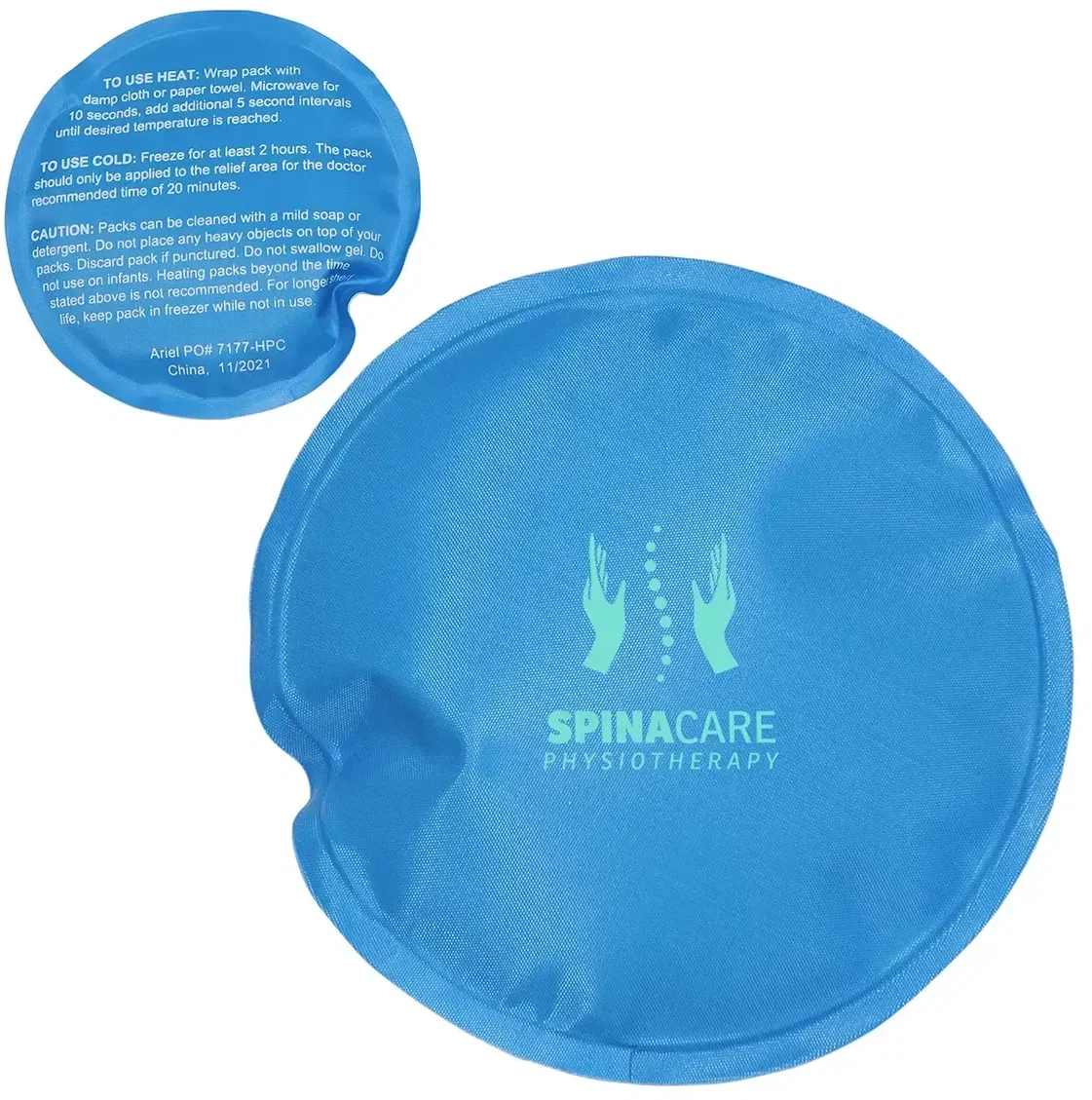 Color options of the branded round nylon-covered hot and cold pack with logo imprint space