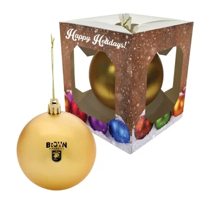 Round ornament presented in a white gift box