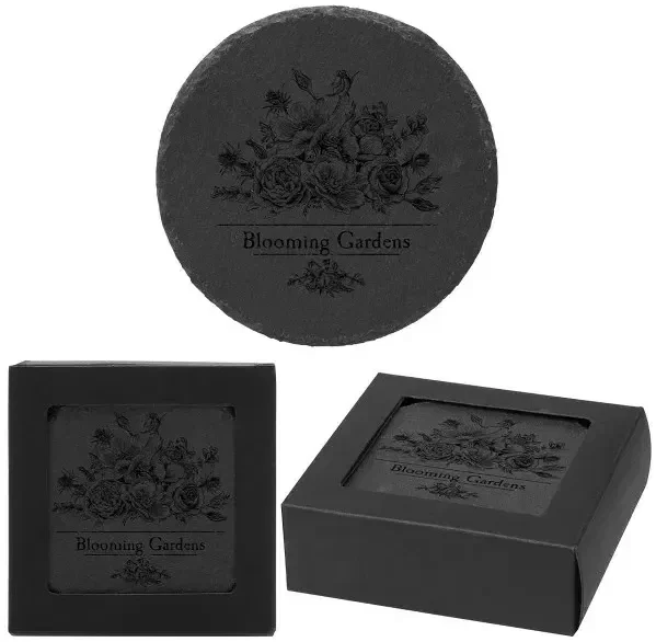 Customized Round Slate Coaster Set