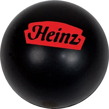 Round Stress Ball shown in hand to demonstrate foam squeeze ball size and grip