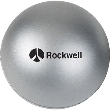 Round Stress Ball with sample imprinted logo on foam squeeze ball surface