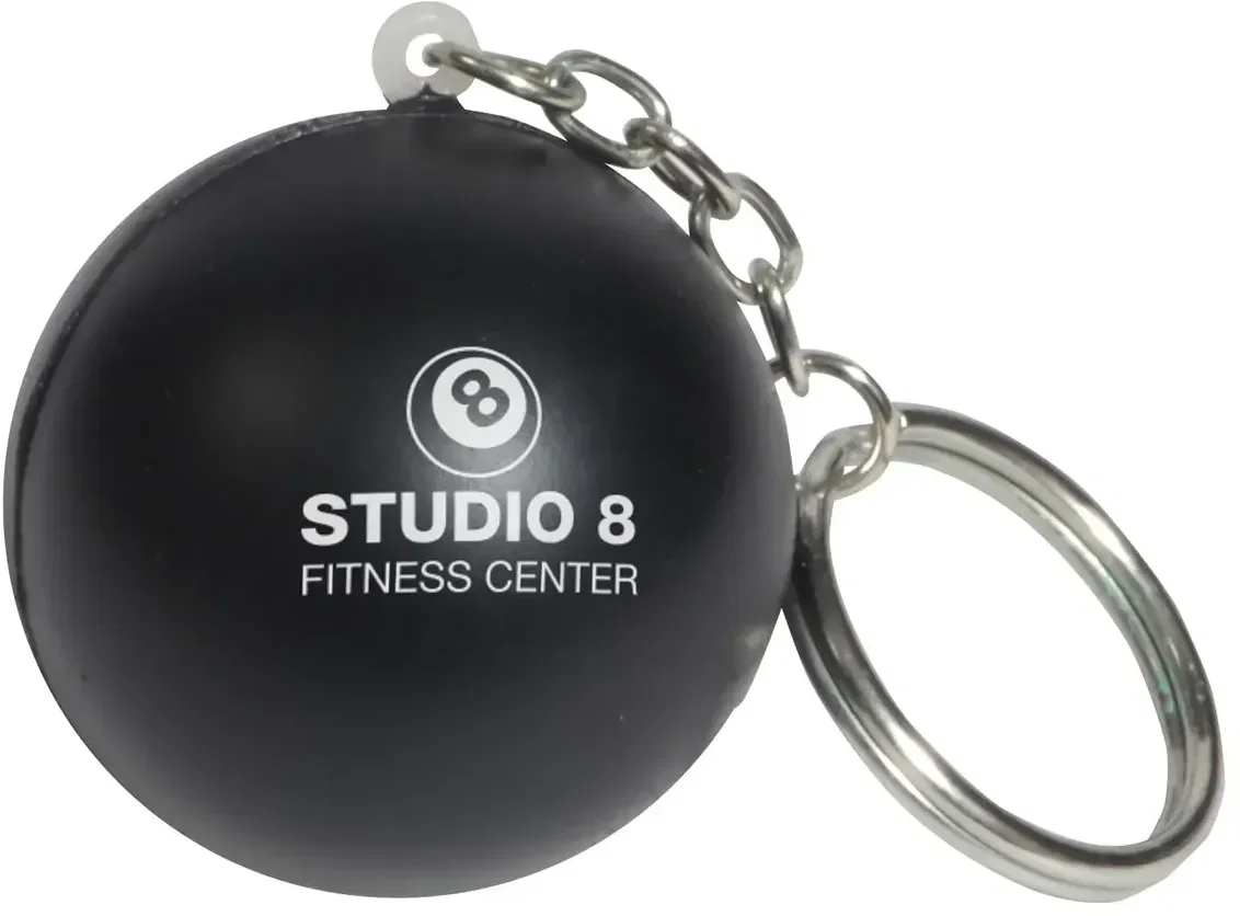 Round stress ball keychain color assortment, custom branded promotional squeeze giveaways