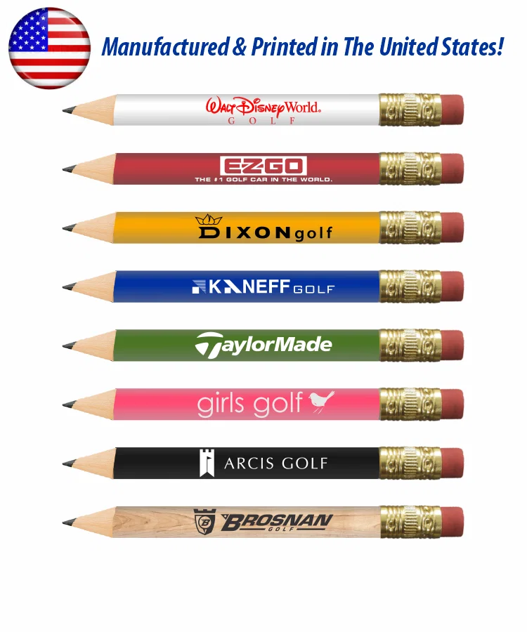 Round Wooden Golf Pencil with Eraser
