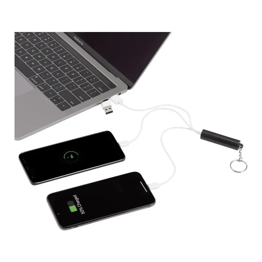Branded Light Up Logo 5-in-1 Charging Cable with Keychain — view 2