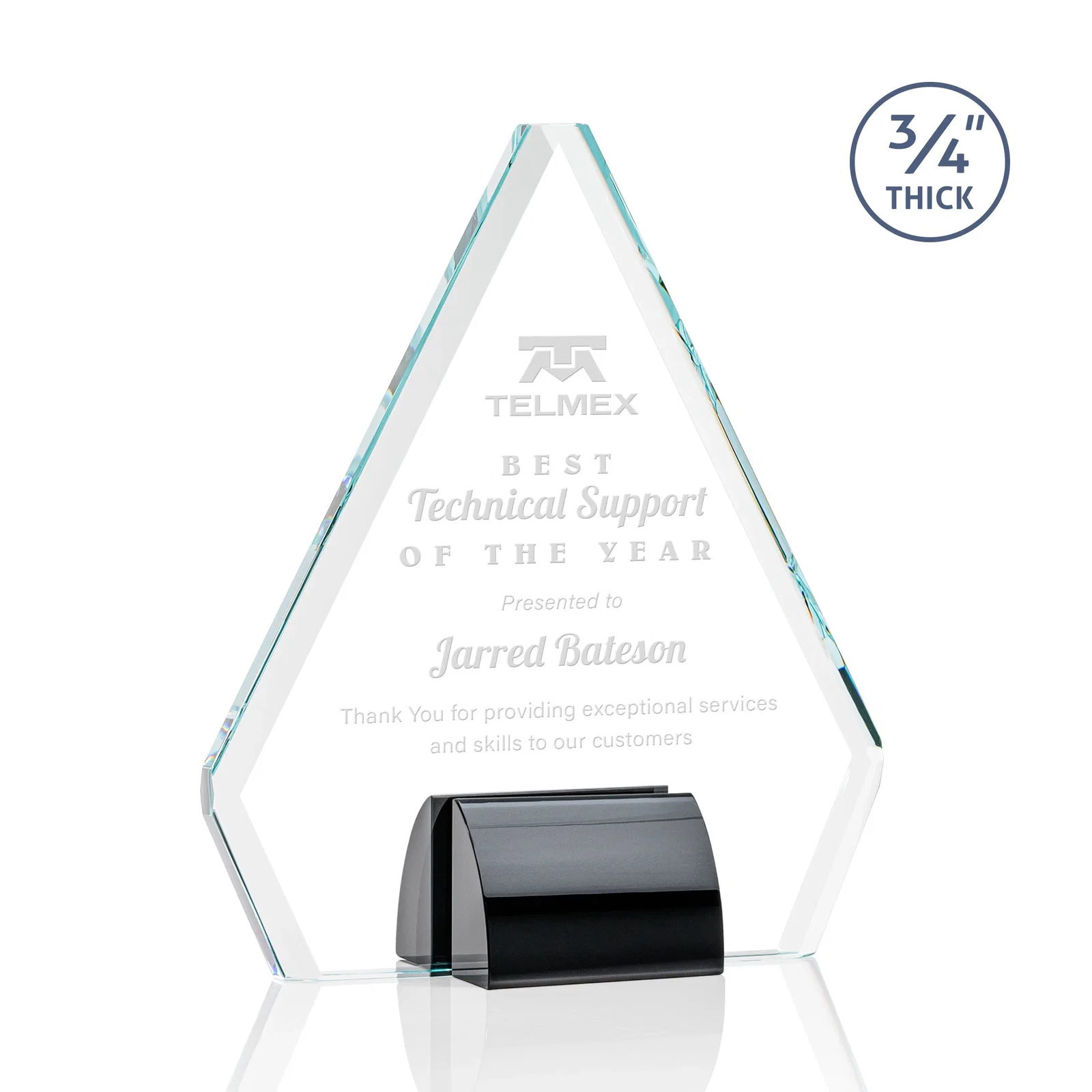 Custom Starfire Crystal Diamond Award on Double-Sided Chrome Base for dealer and partner awards