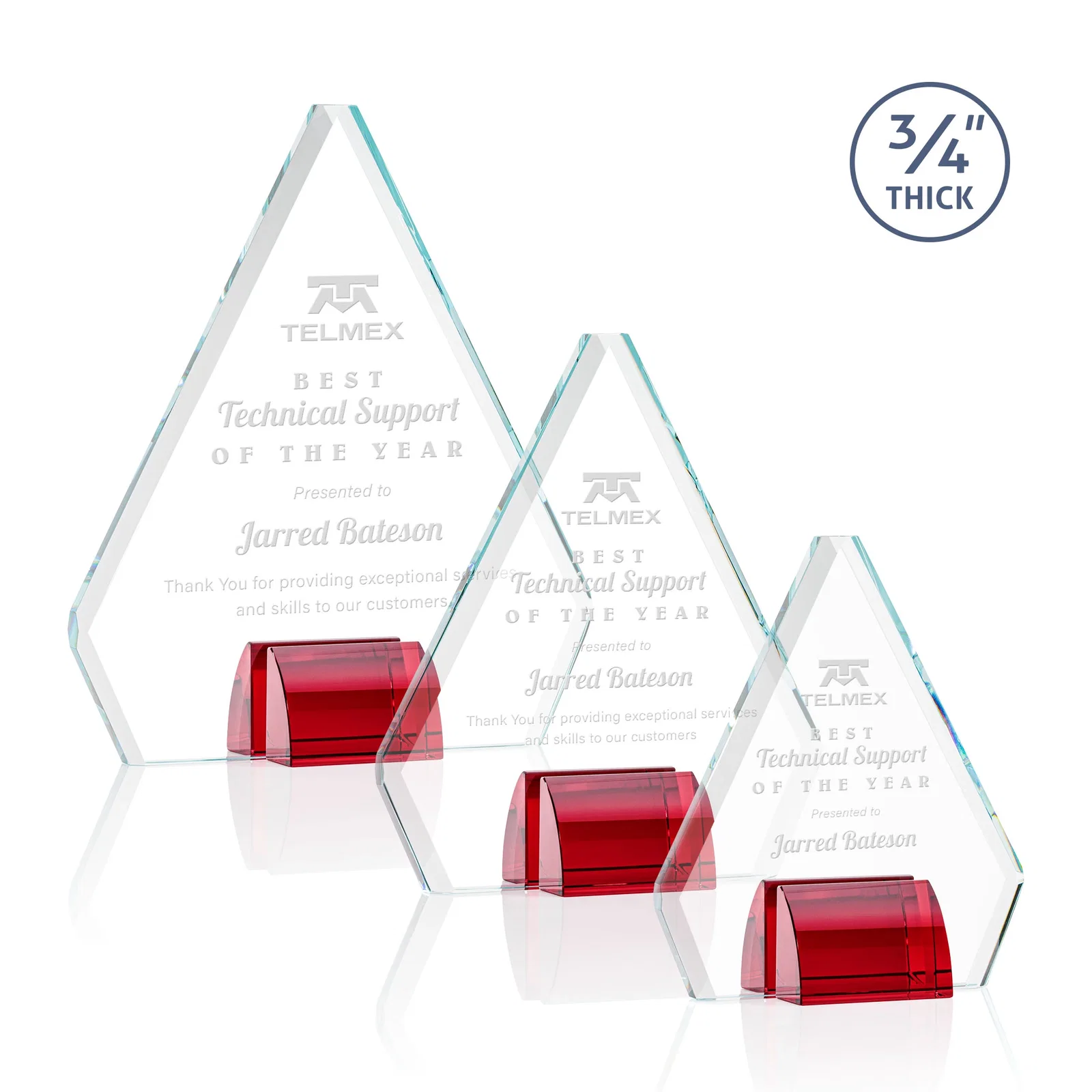 Personalized Starfire Crystal Diamond Award on Double-Sided Chrome Base for retirement presentations
