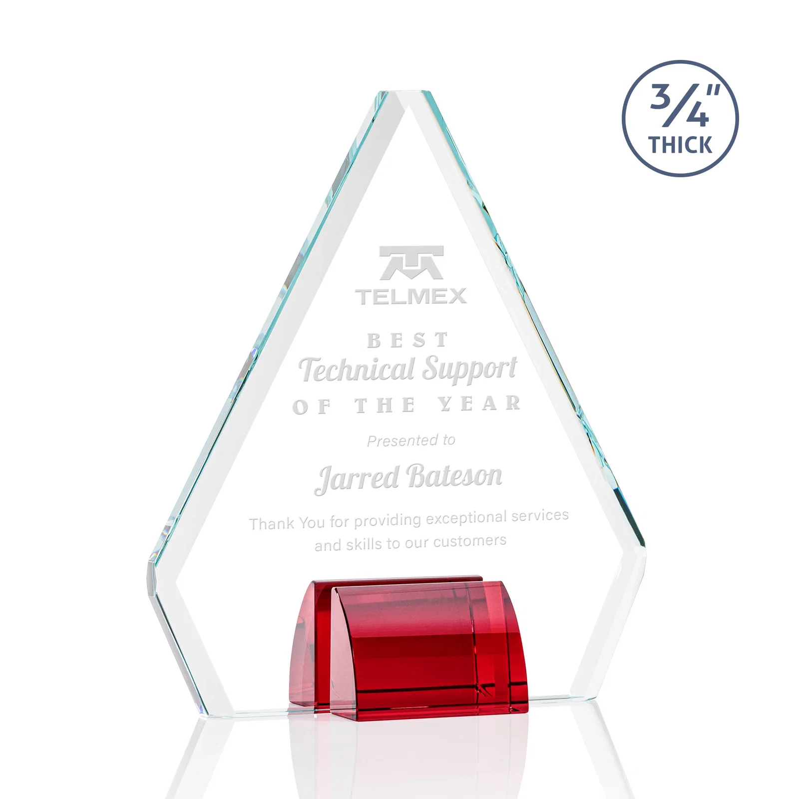 Personalized Starfire Crystal Diamond Award on Double-Sided Chrome Base for donor appreciation