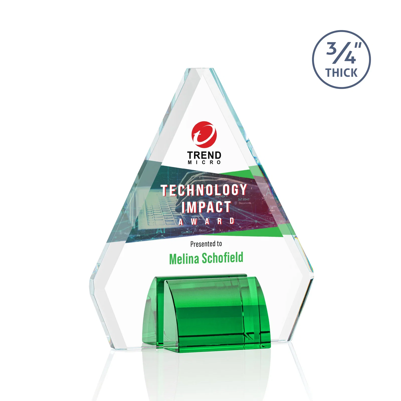 Promotional Starfire Crystal Diamond Award on Double-Sided Chrome Base for corporate award ceremonies