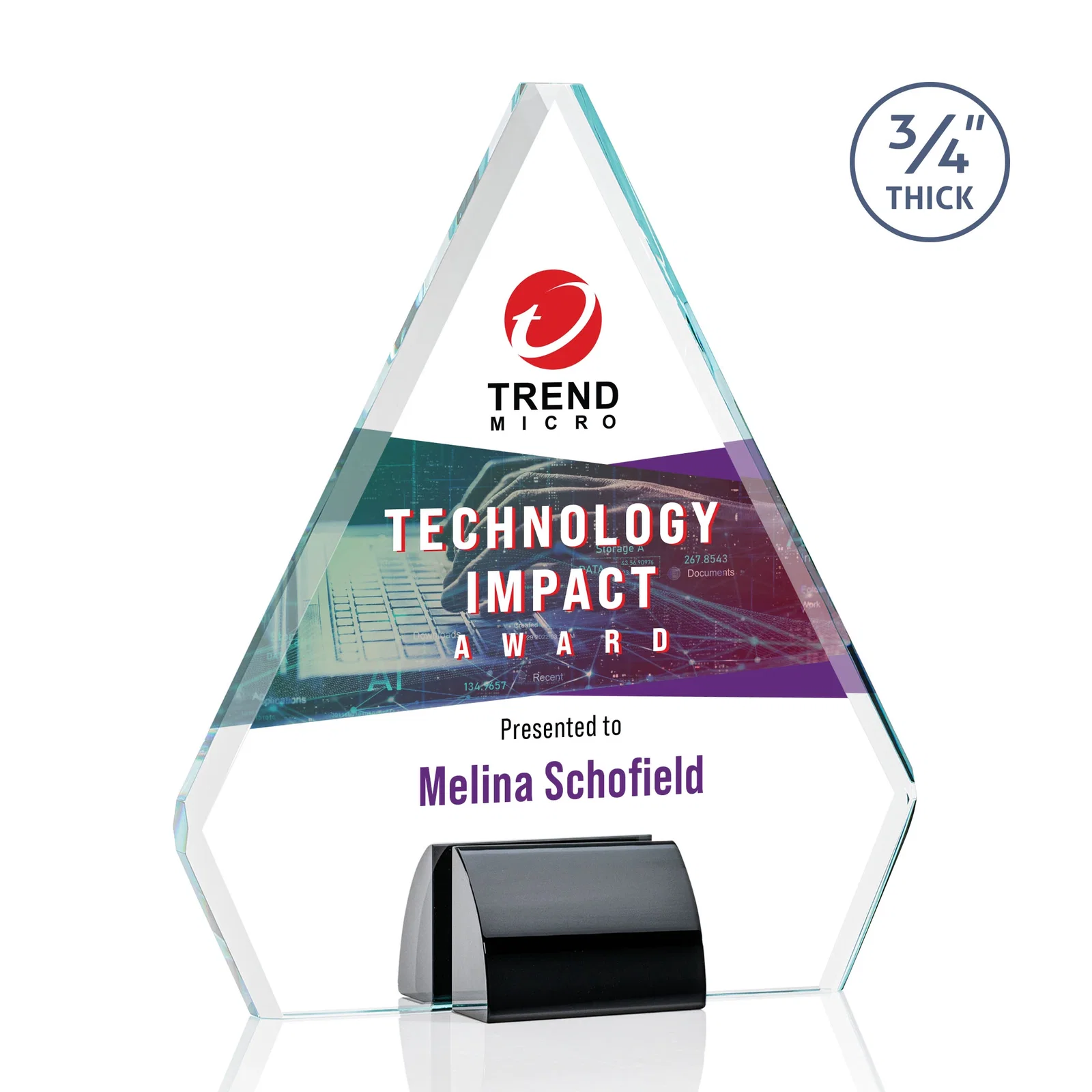 Promotional Starfire Crystal Diamond Award on Double-Sided Chrome Base for graduation ceremonies