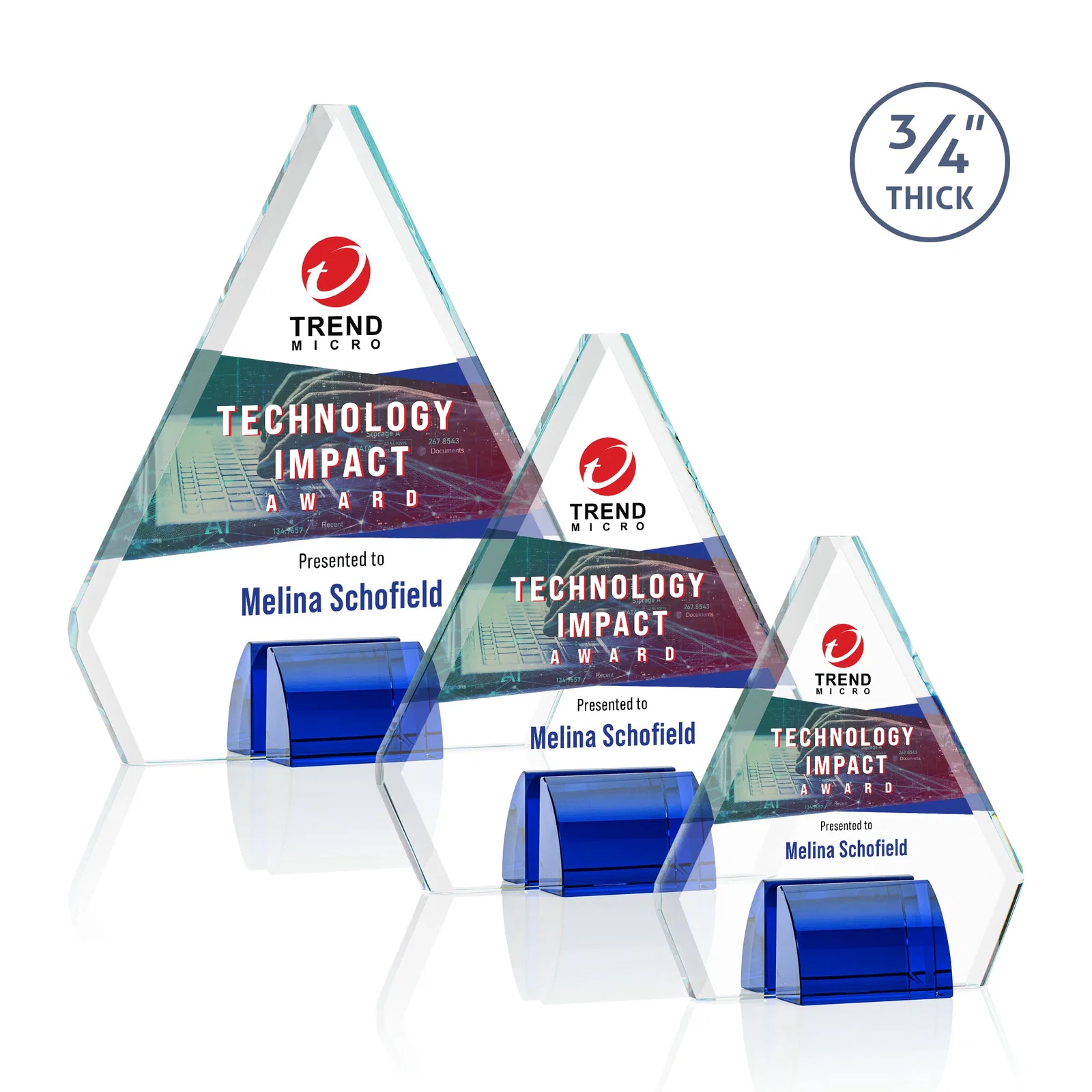 Promotional Starfire Crystal Diamond Award on Double-Sided Chrome Base for safety achievement programs