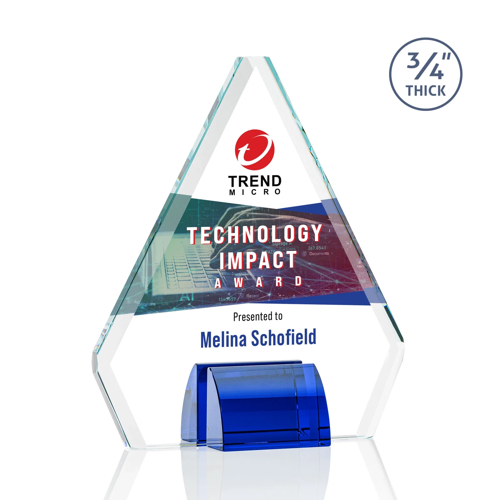 Promotional Starfire Crystal Diamond Award on Double-Sided Chrome Base for dealer and partner awards