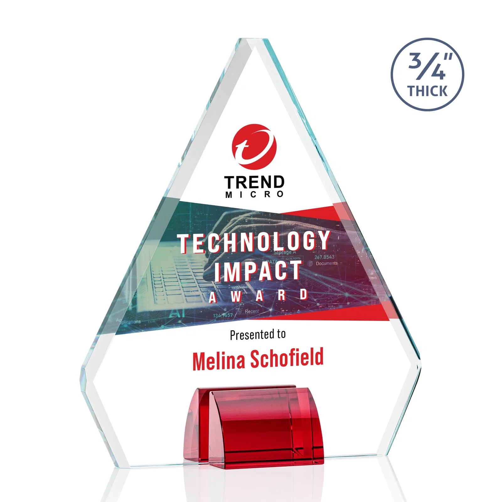 Branded Starfire Crystal Diamond Award on Double-Sided Chrome Base for sales achievement awards