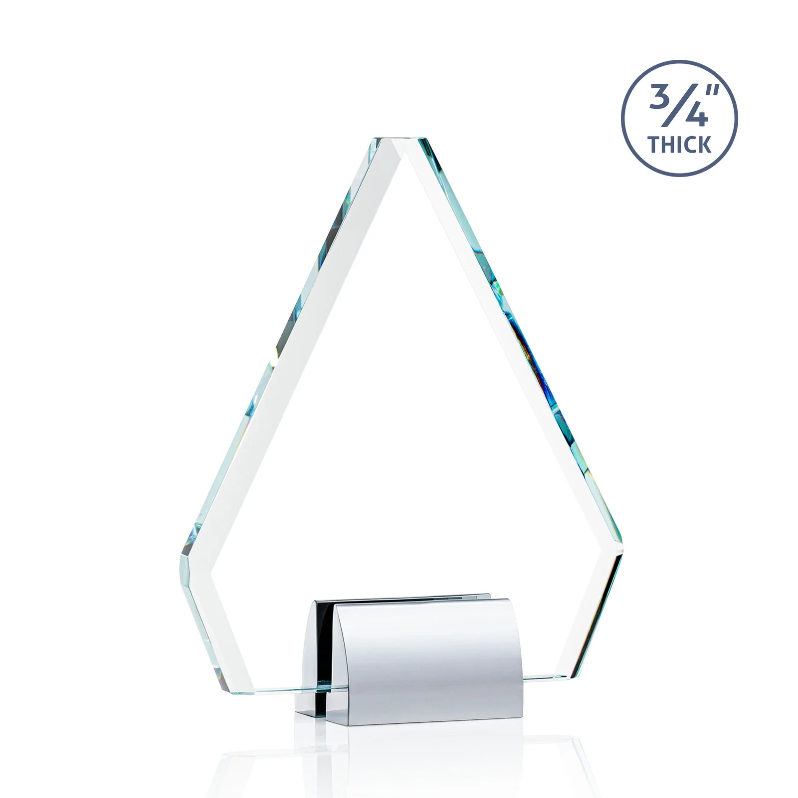 Branded Starfire Crystal Diamond Award on Double-Sided Chrome Base for retirement presentations