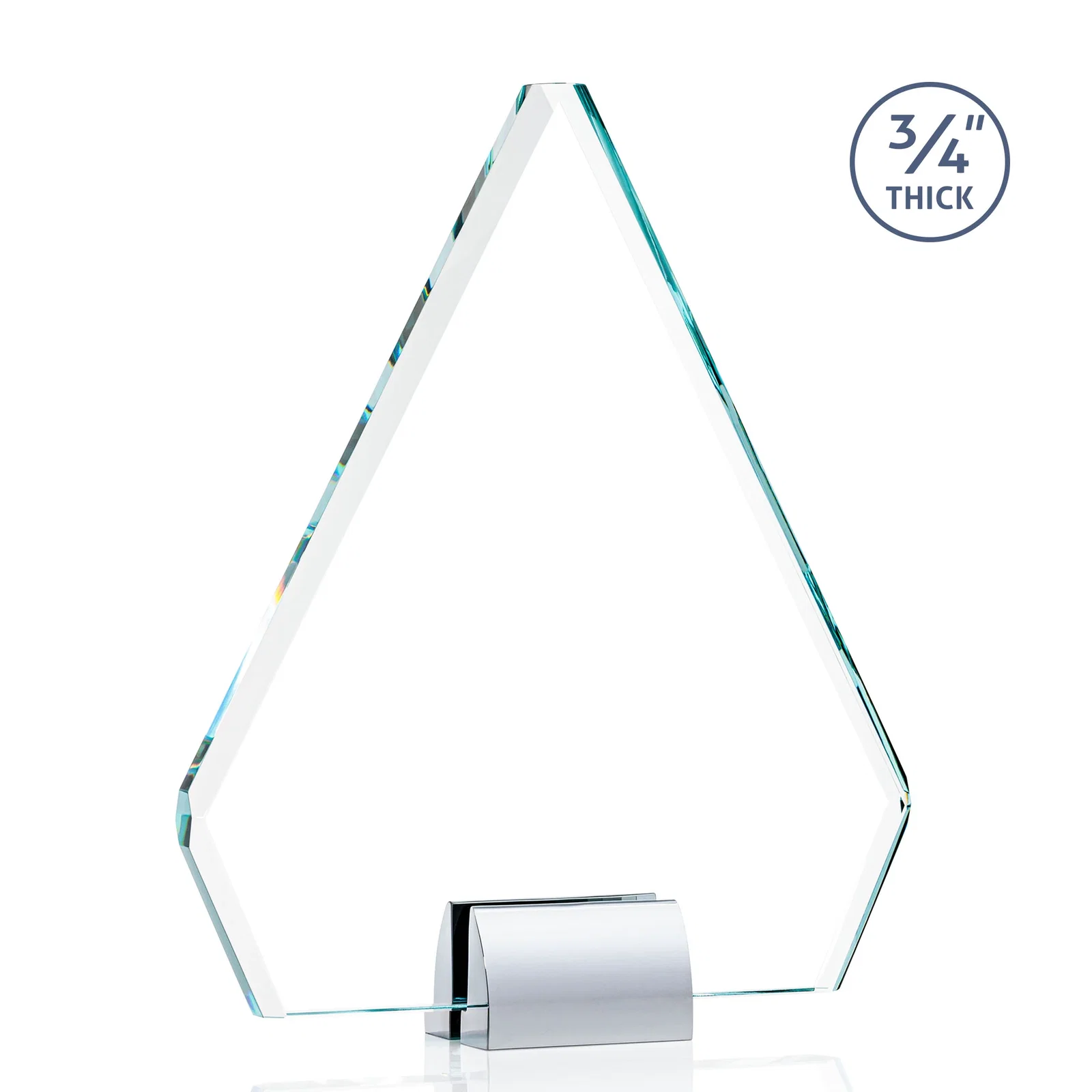 Branded Starfire Crystal Diamond Award on Double-Sided Chrome Base for donor appreciation
