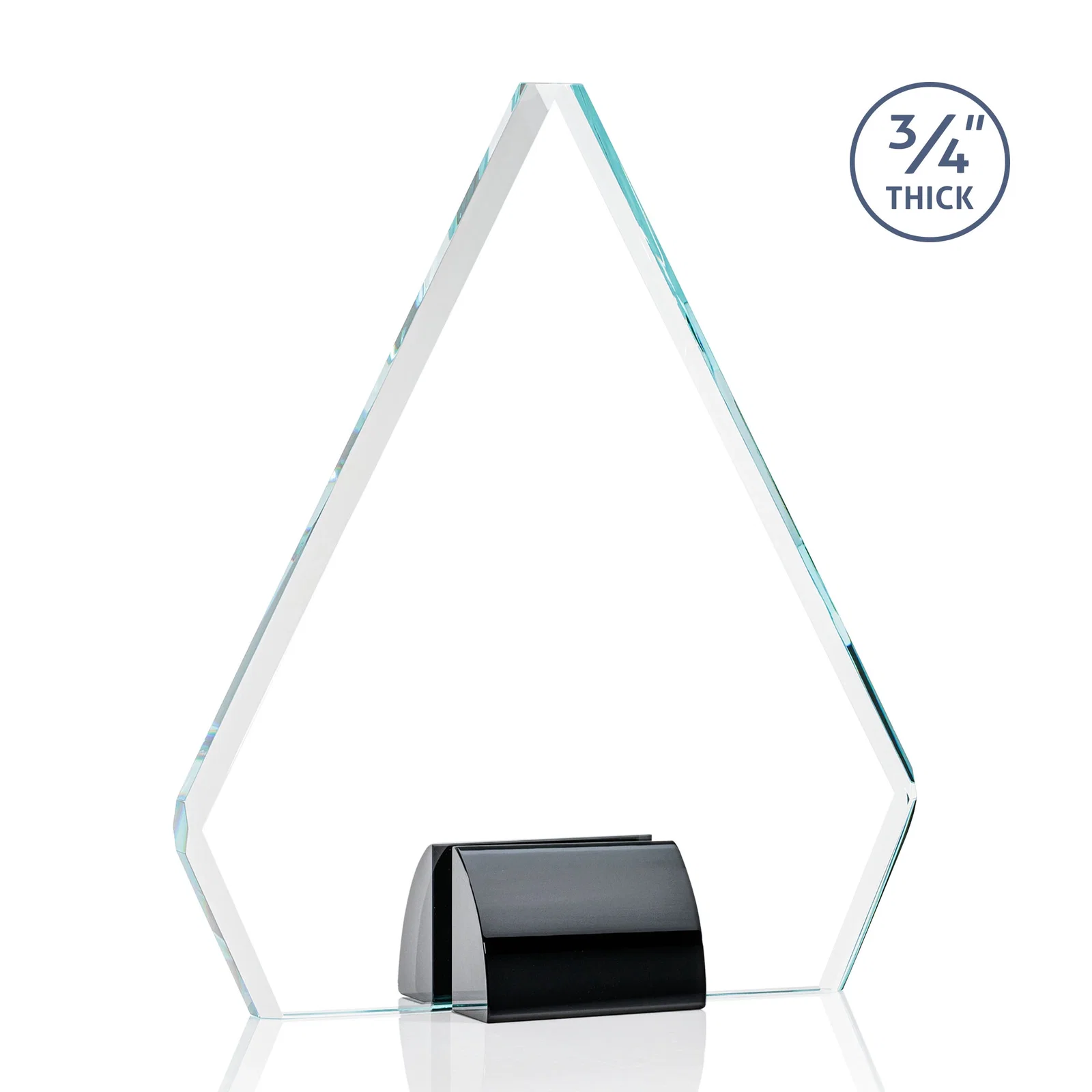 Custom printed Starfire Crystal Diamond Award on Double-Sided Chrome Base for employee recognition
