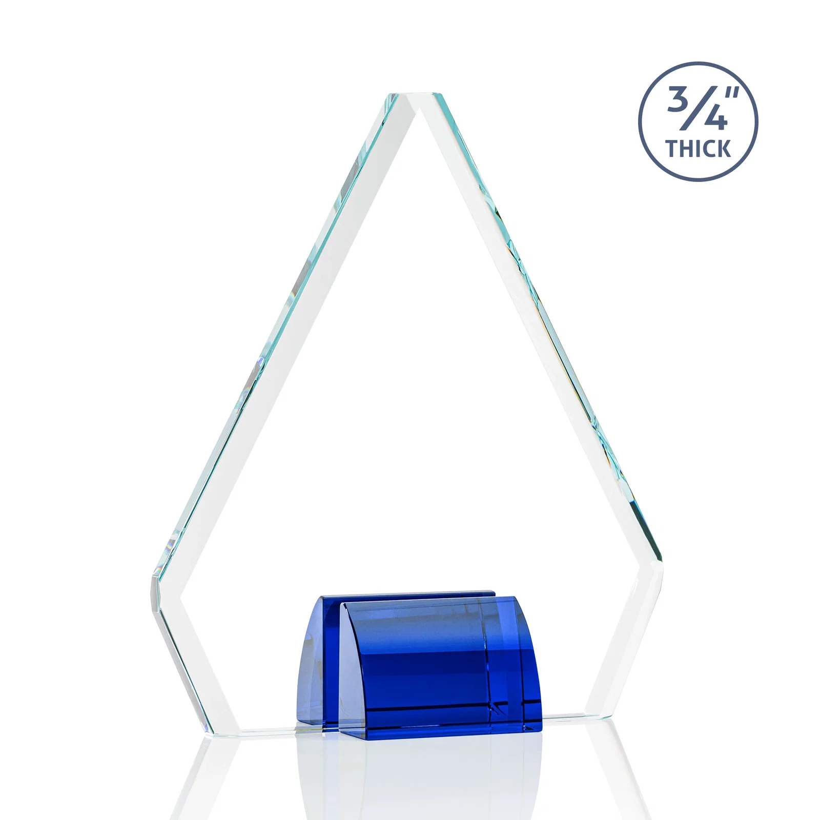 Custom printed Starfire Crystal Diamond Award on Double-Sided Chrome Base for service anniversary gifts