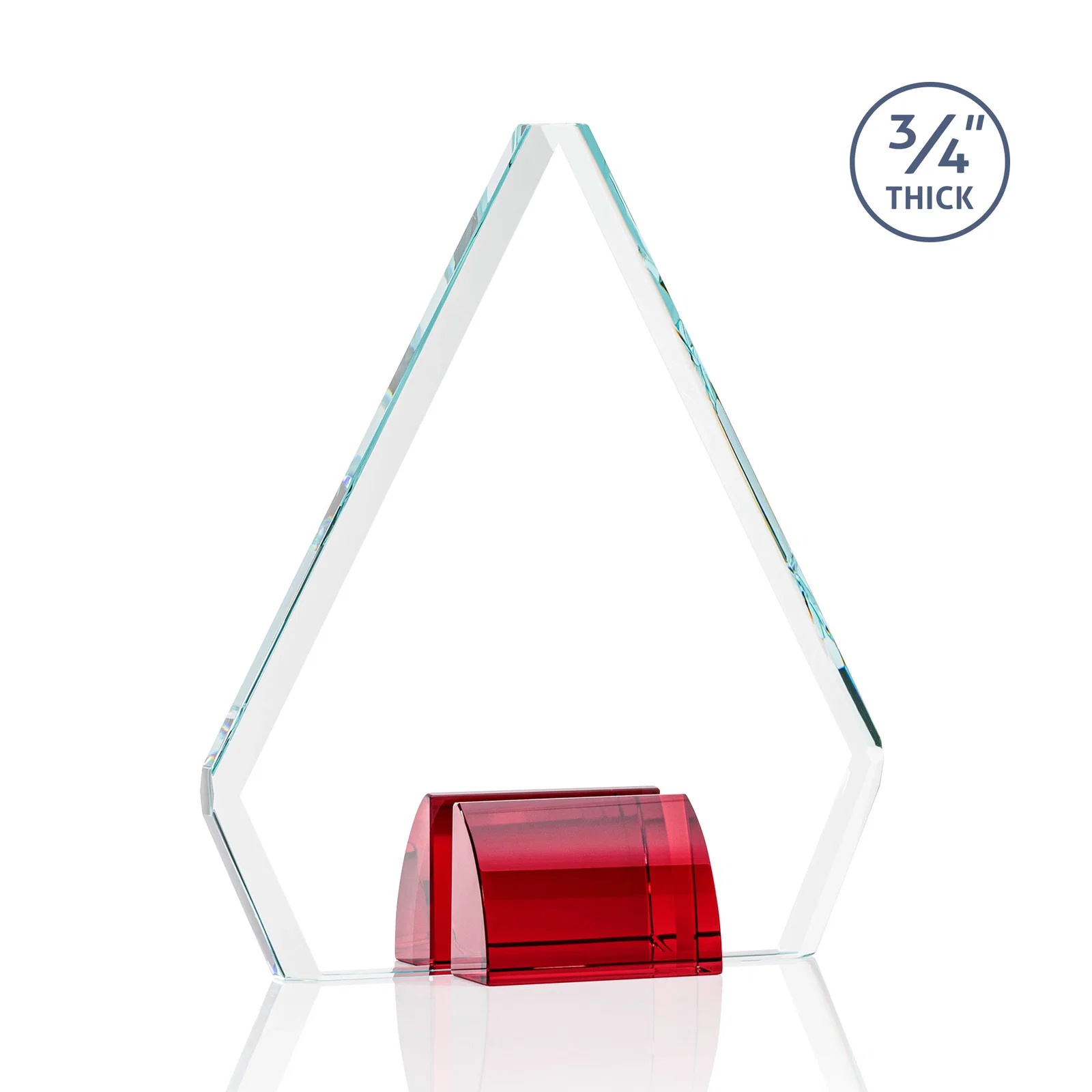 Custom printed Starfire Crystal Diamond Award on Double-Sided Chrome Base for team milestone celebrations