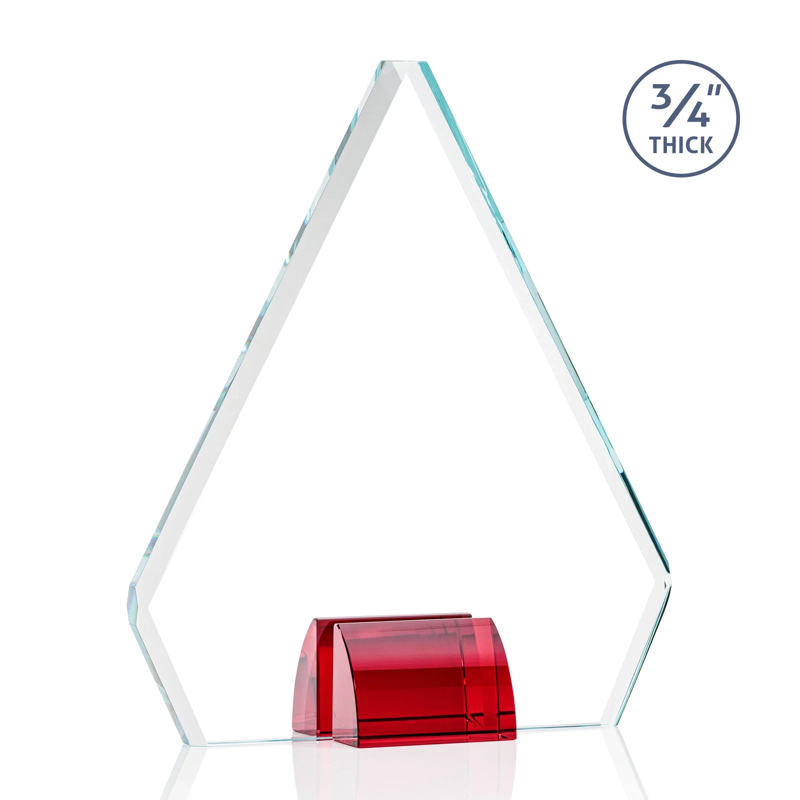 Custom printed Starfire Crystal Diamond Award on Double-Sided Chrome Base for donor appreciation