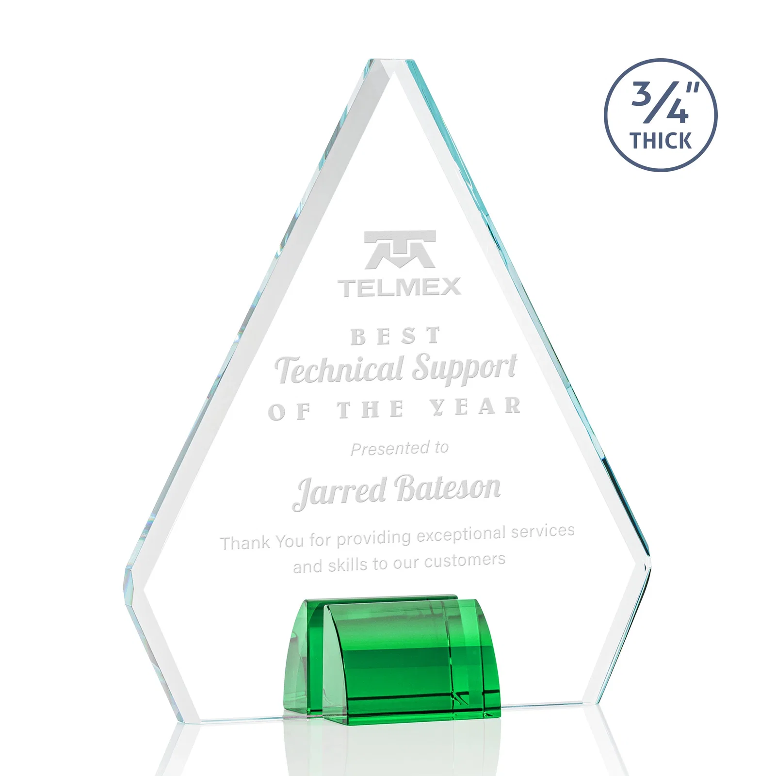 Custom Starfire Crystal Diamond Award on Double-Sided Chrome Base for graduation ceremonies
