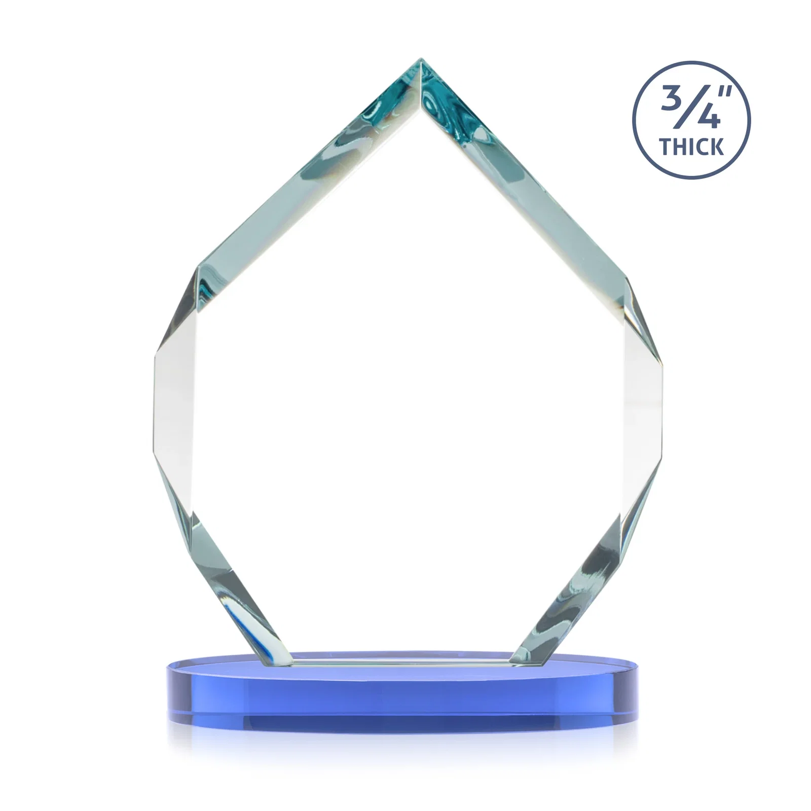 Branded Six-Sided Starfire Crystal Diamond Award with Constant-Width Bevels, with your logo for employee recognition