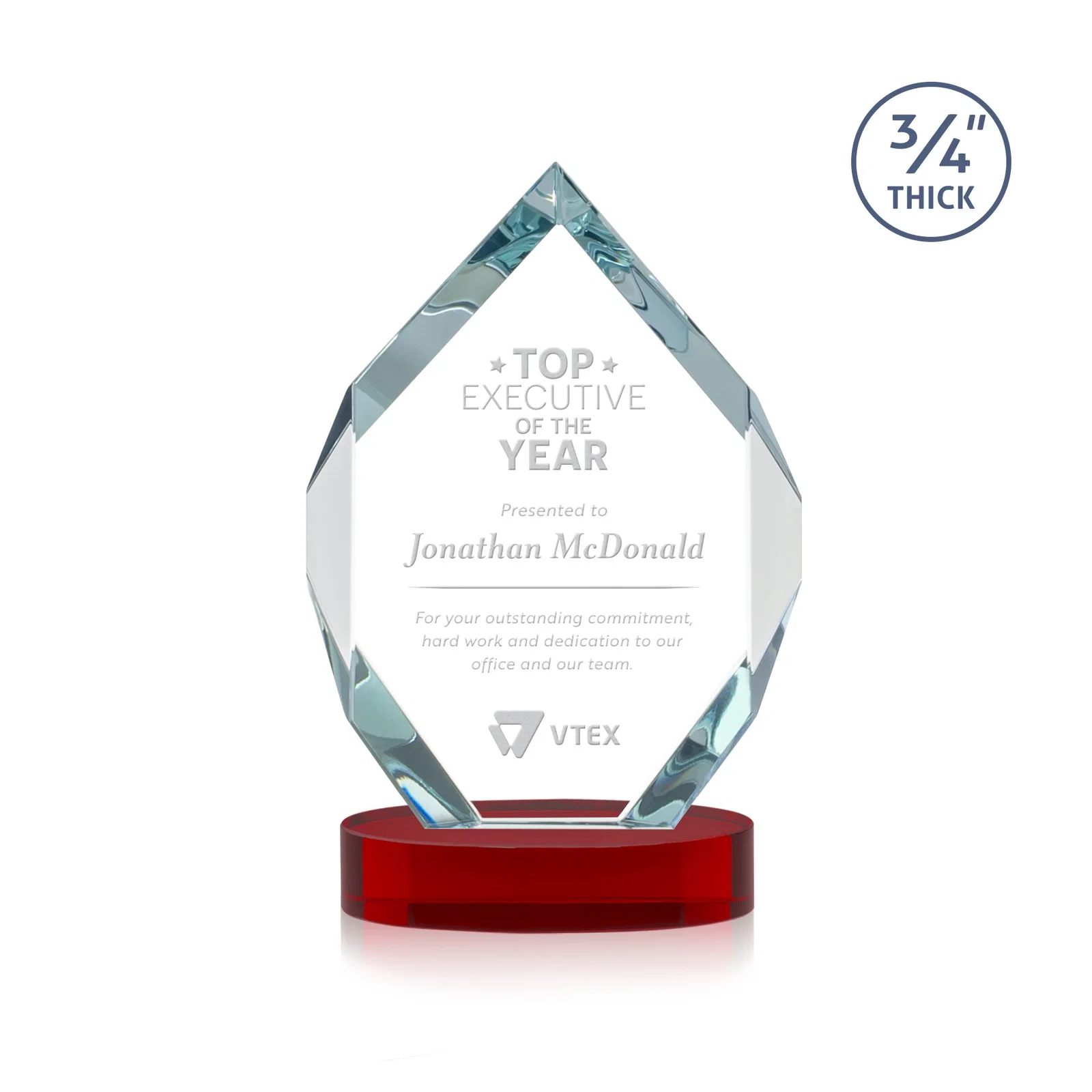 Promotional Six-Sided Starfire Crystal Diamond Award with Constant-Width Bevels for graduation ceremonies