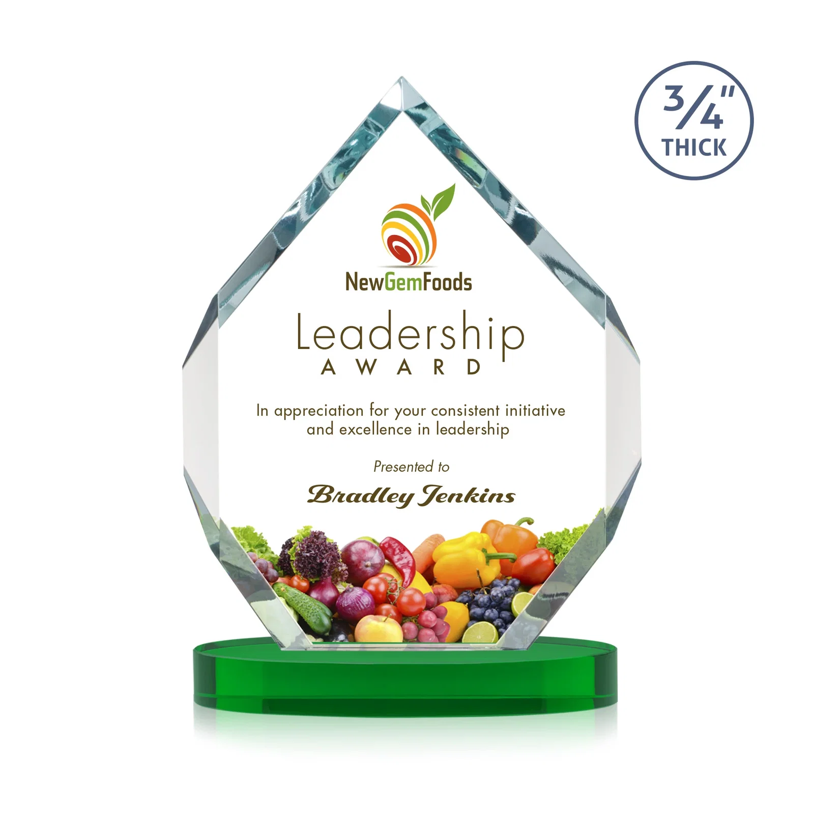 Customized Six-Sided Starfire Crystal Diamond Award with Constant-Width Bevels for corporate award ceremonies
