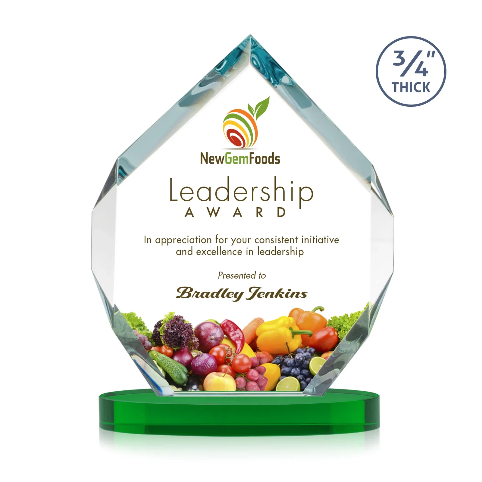 Customized Six-Sided Starfire Crystal Diamond Award with Constant-Width Bevels for service anniversary gifts
