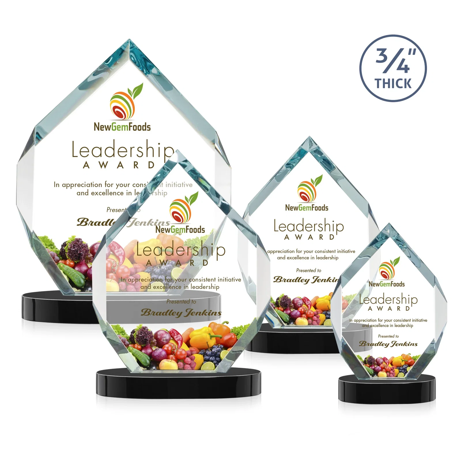 Customized Six-Sided Starfire Crystal Diamond Award with Constant-Width Bevels for sales achievement awards