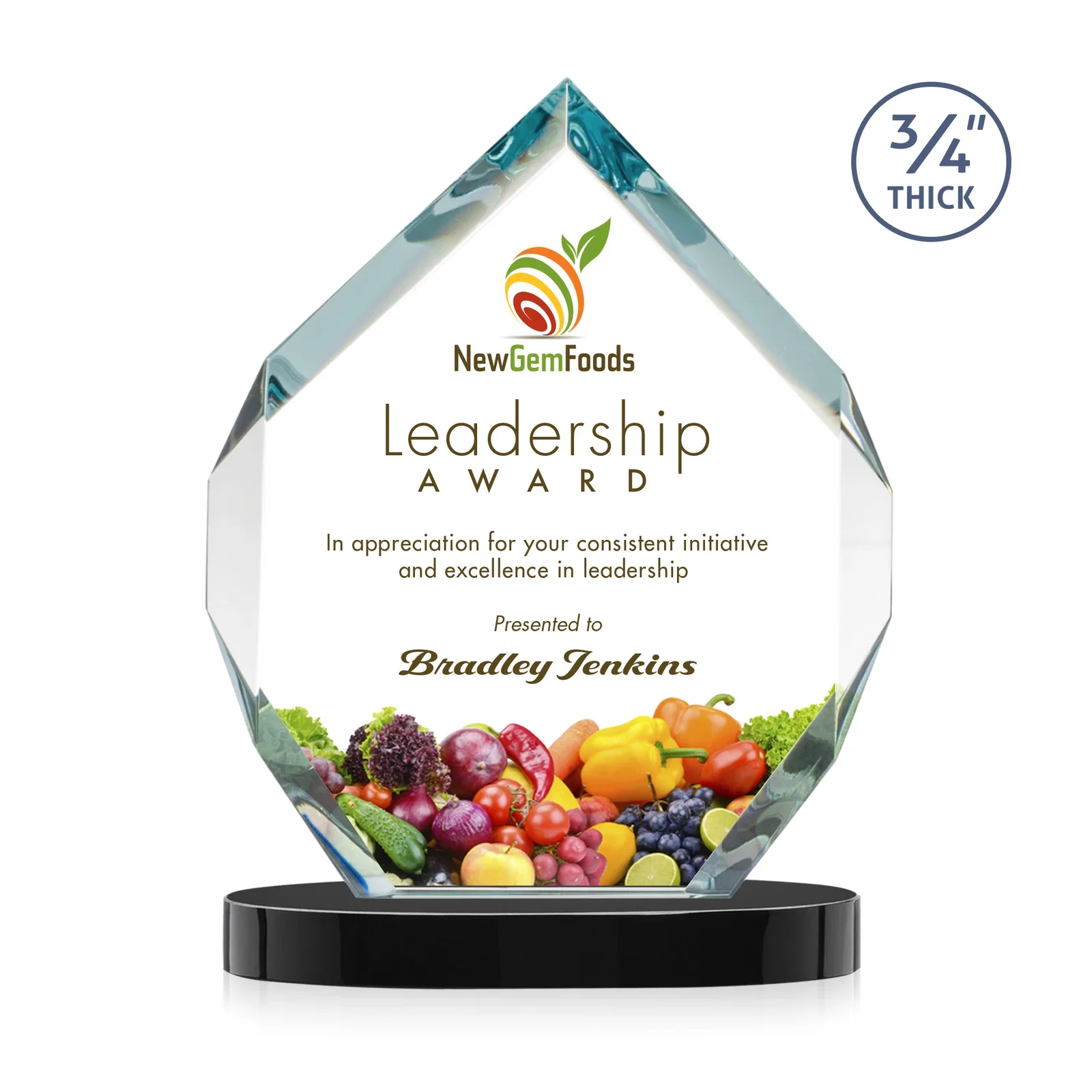Customized Six-Sided Starfire Crystal Diamond Award with Constant-Width Bevels for graduation ceremonies