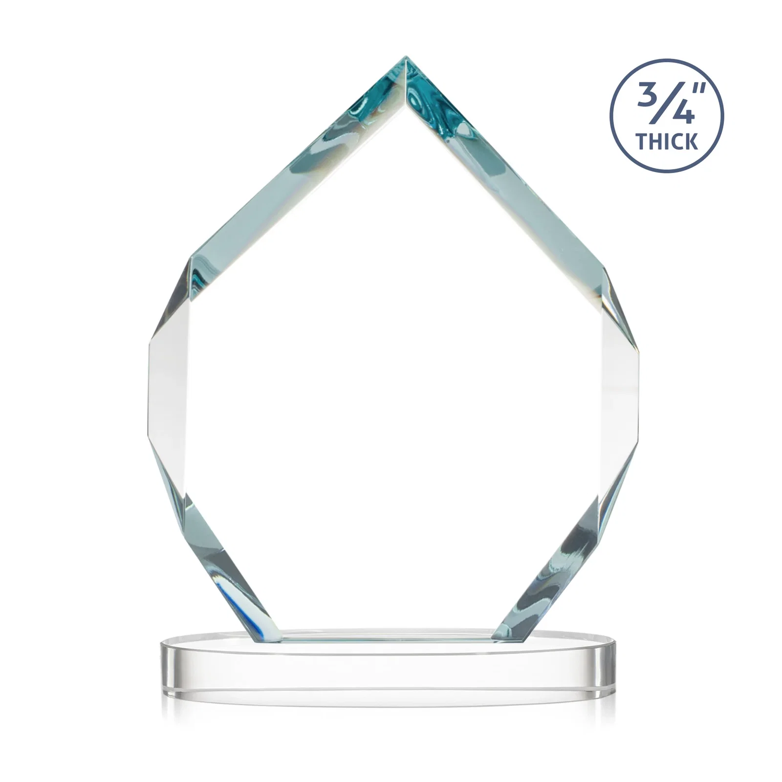 Custom Six-Sided Starfire Crystal Diamond Award with Constant-Width Bevels, with your logo for team milestone celebrations