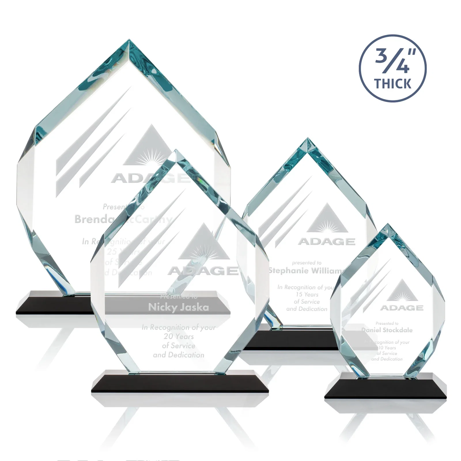 Custom Starfire Crystal Six-Sided Award With Constant-Width Bevels for employee recognition