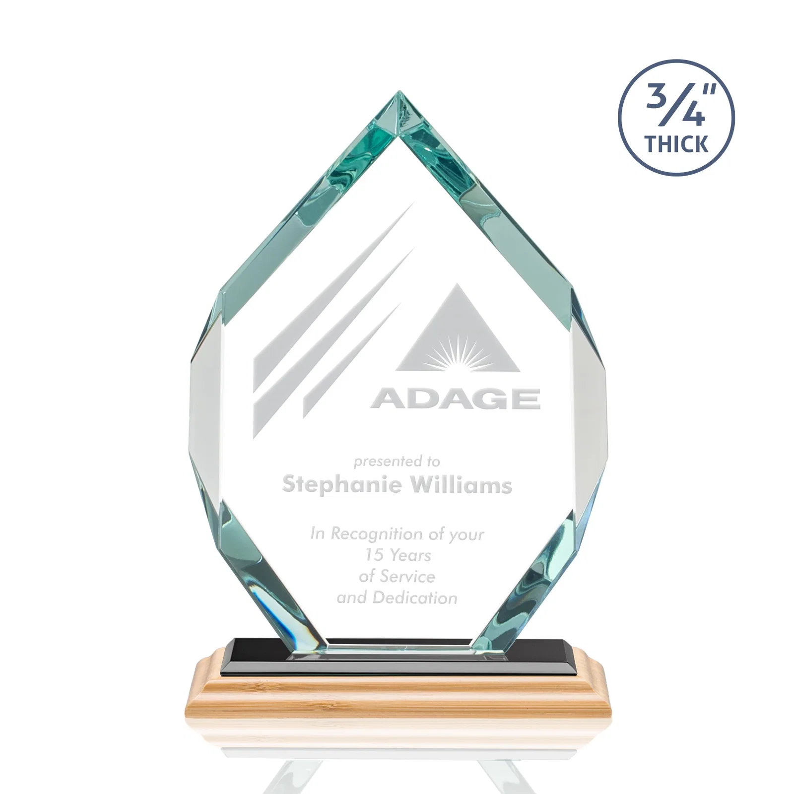 Personalized Starfire Crystal Six-Sided Award With Constant-Width Bevels, with your logo for sales achievement awards