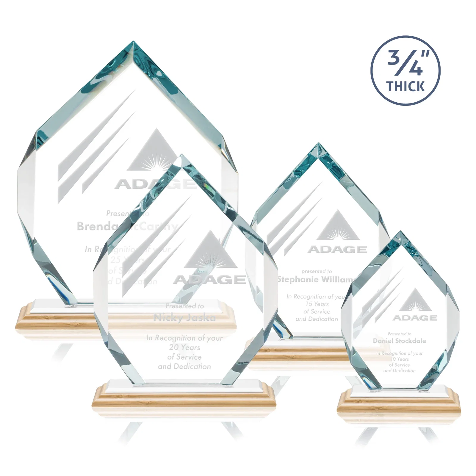 Personalized Starfire Crystal Six-Sided Award With Constant-Width Bevels, with your logo for donor appreciation