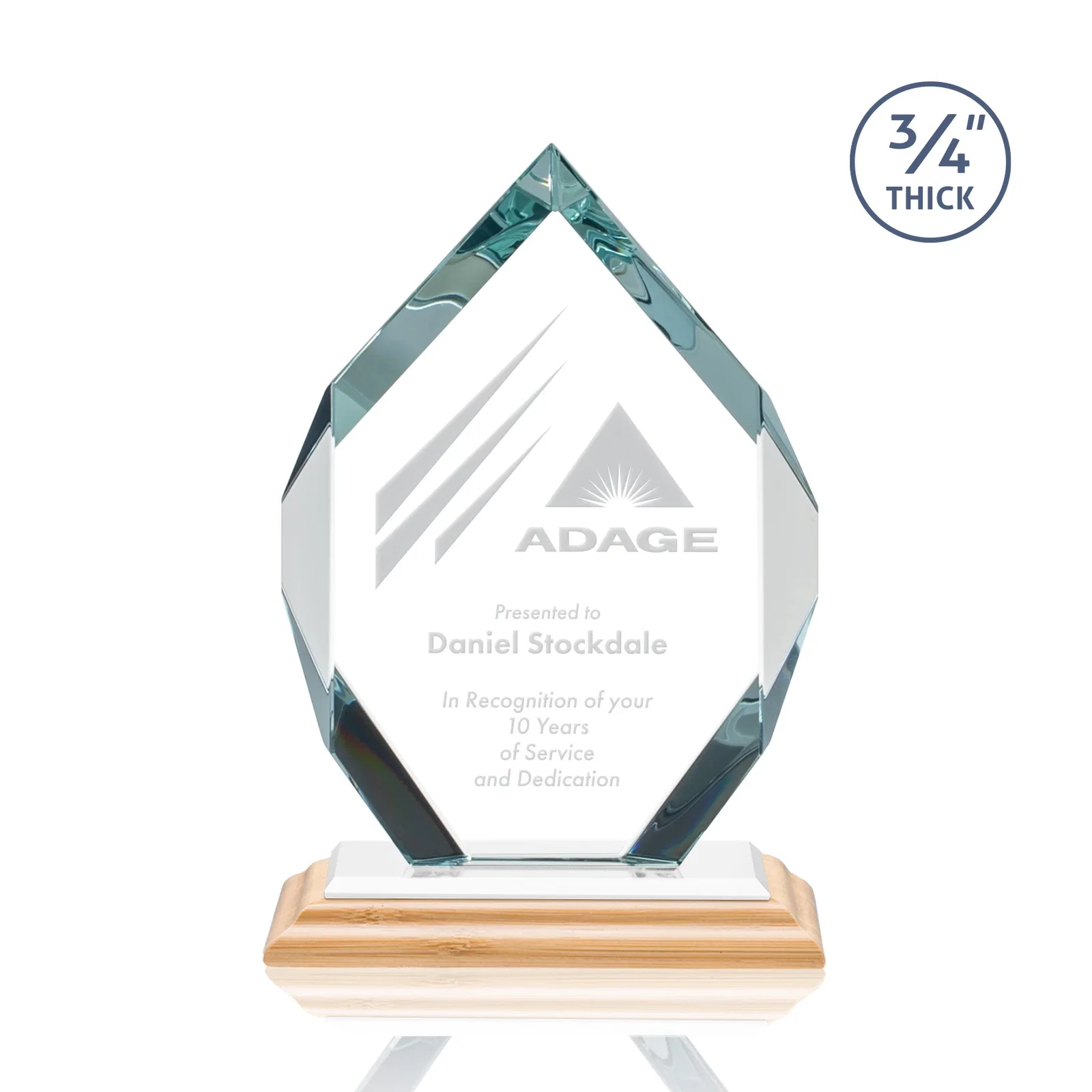 Personalized Starfire Crystal Six-Sided Award With Constant-Width Bevels, with your logo for graduation ceremonies