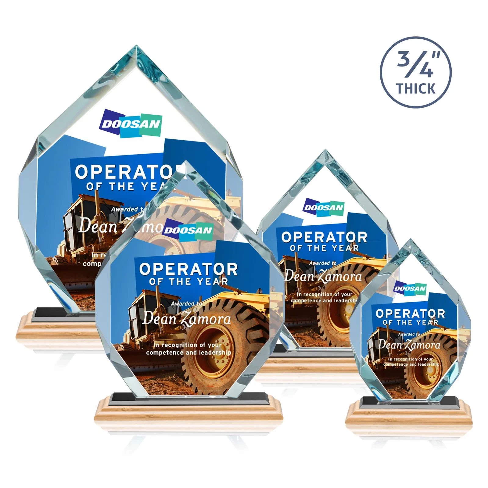 Personalized Starfire Crystal Six-Sided Award With Constant-Width Bevels, with your logo for company anniversary events