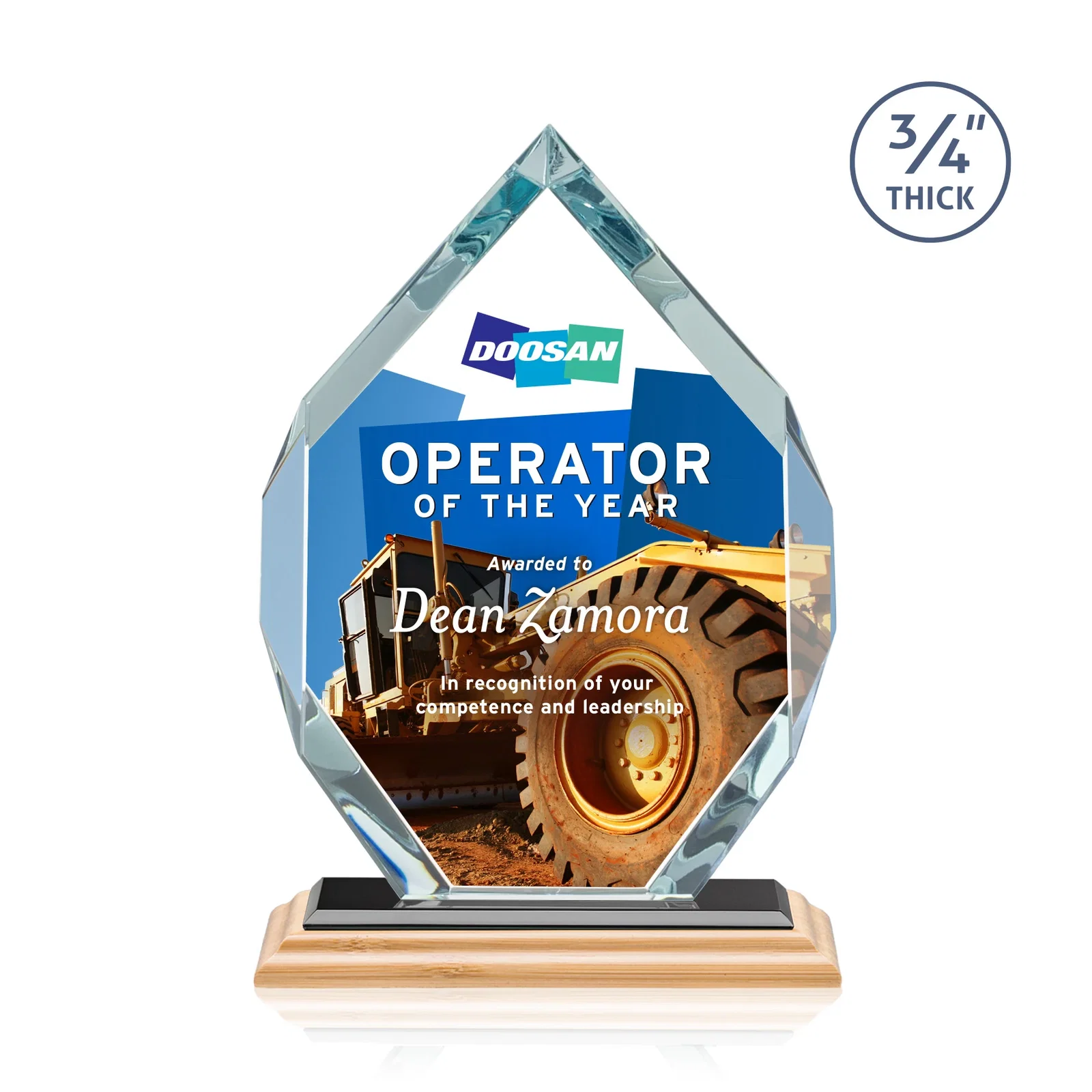 Promotional Starfire Crystal Six-Sided Award With Constant-Width Bevels, with your logo for corporate award ceremonies