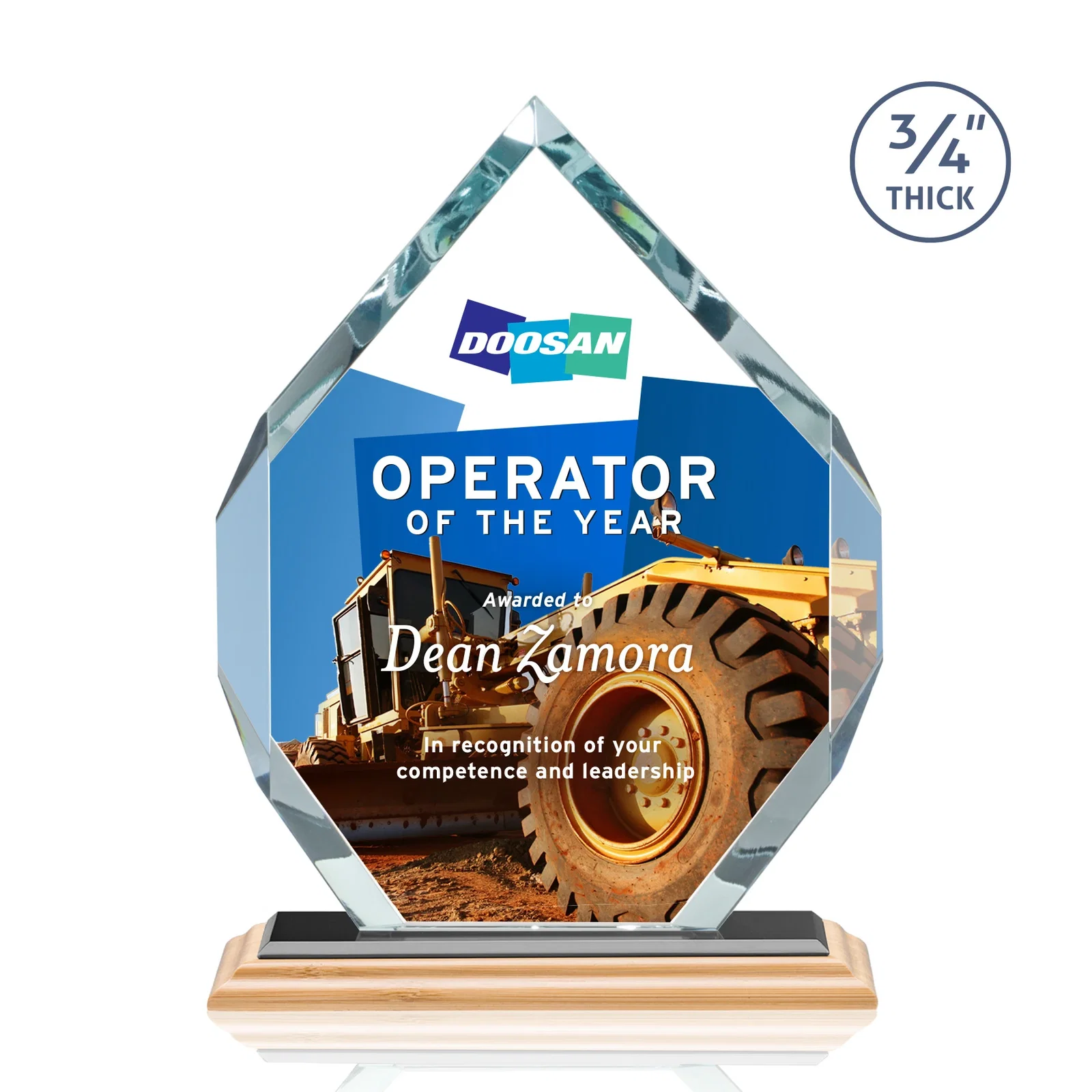 Promotional Starfire Crystal Six-Sided Award With Constant-Width Bevels, with your logo for service anniversary gifts