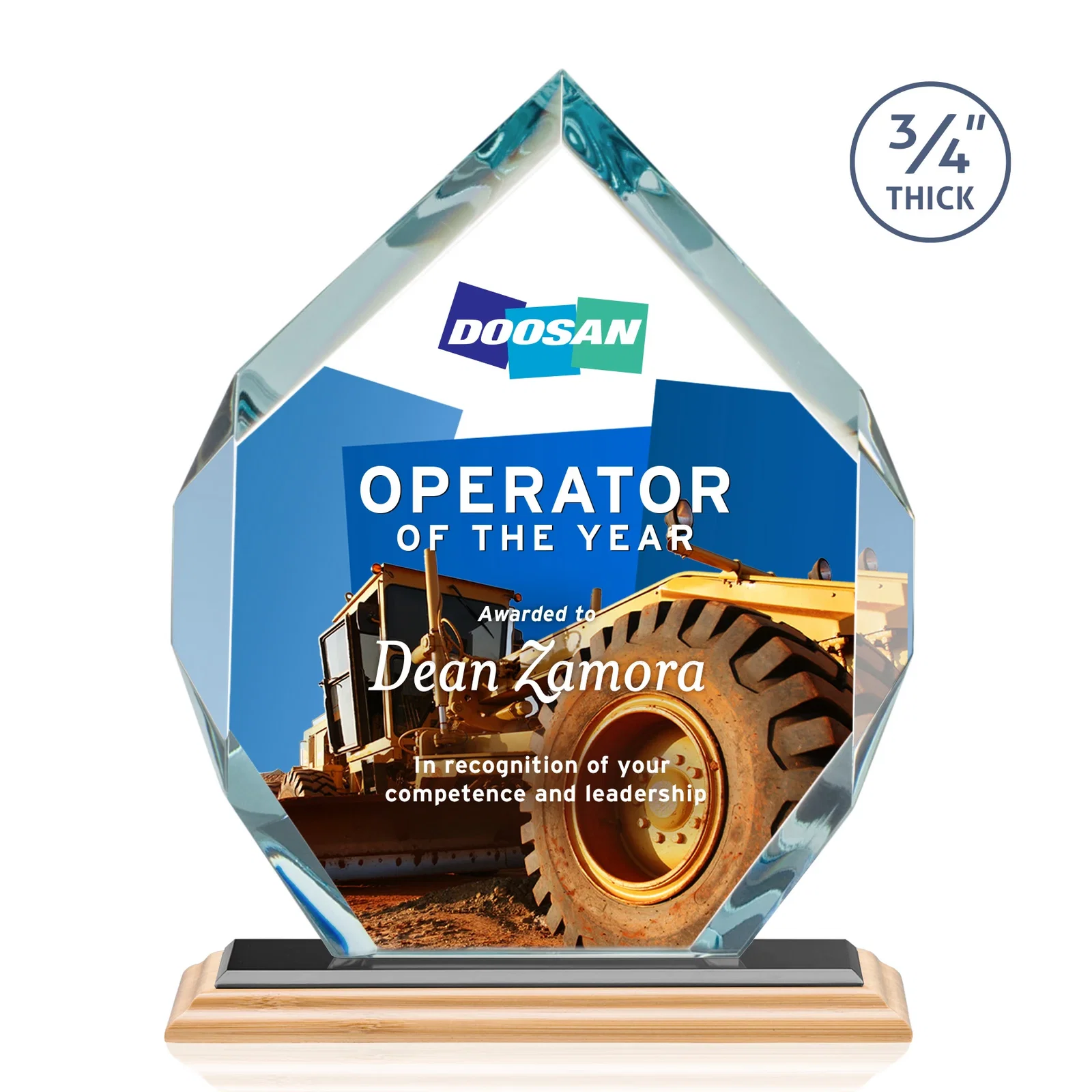 Promotional Starfire Crystal Six-Sided Award With Constant-Width Bevels, with your logo for sales achievement awards